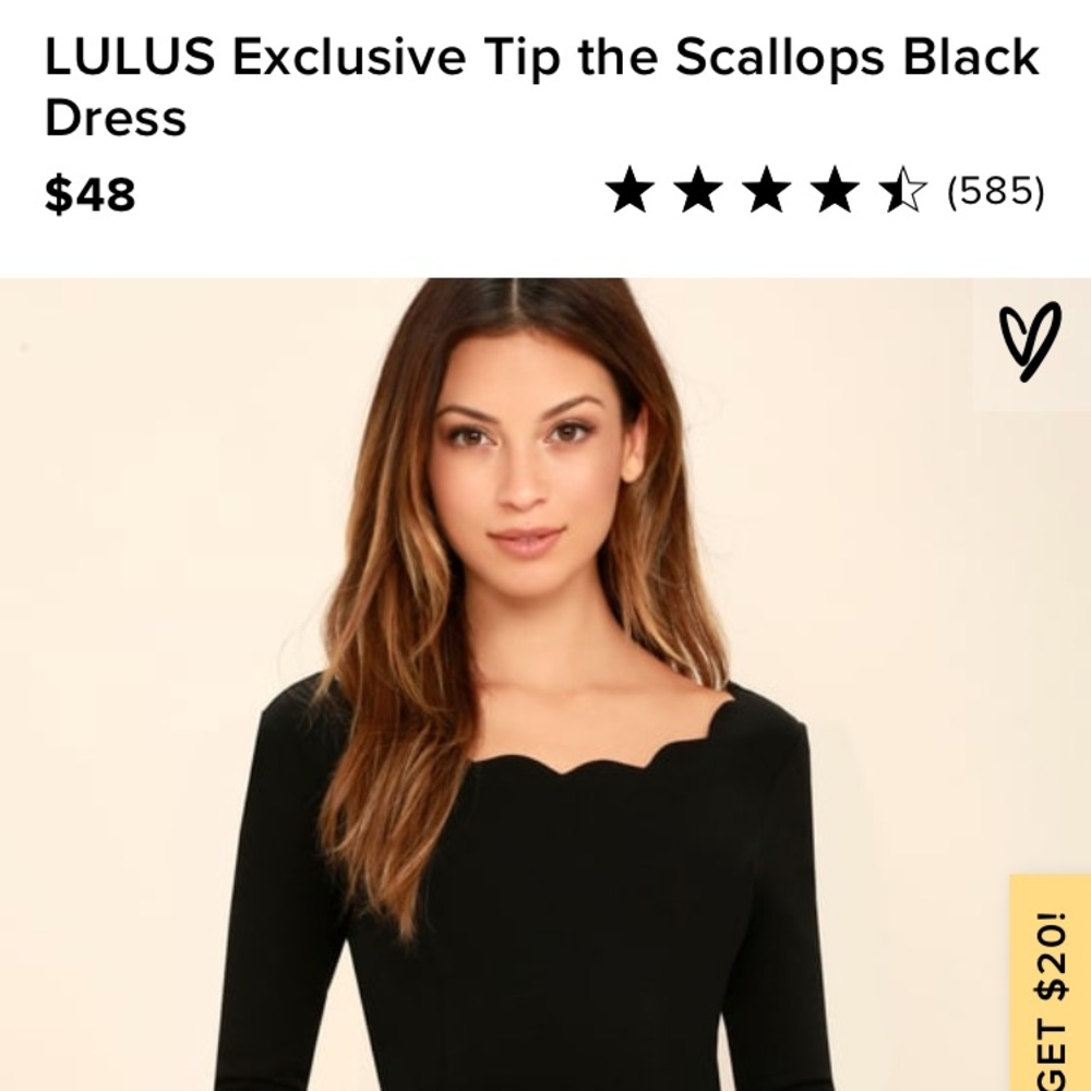 Lulus Small Black dress scallop hem